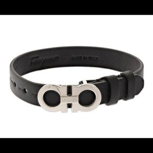 Unisex Salvatore ferragamo double Gancini LEATHER BRACELET
